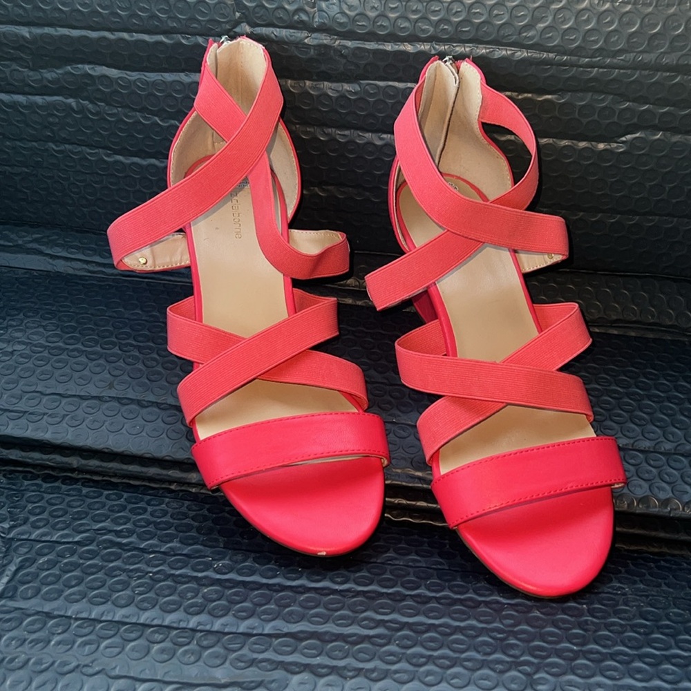 Liz Claiborne Rhodes Coral Wedge Heeled Sandals Women’s Size 10W Zip Closure - Picture 2 of 12